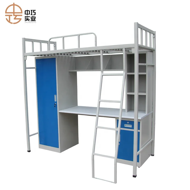 modern durable dormitory metal bunk bed school furniture with desk