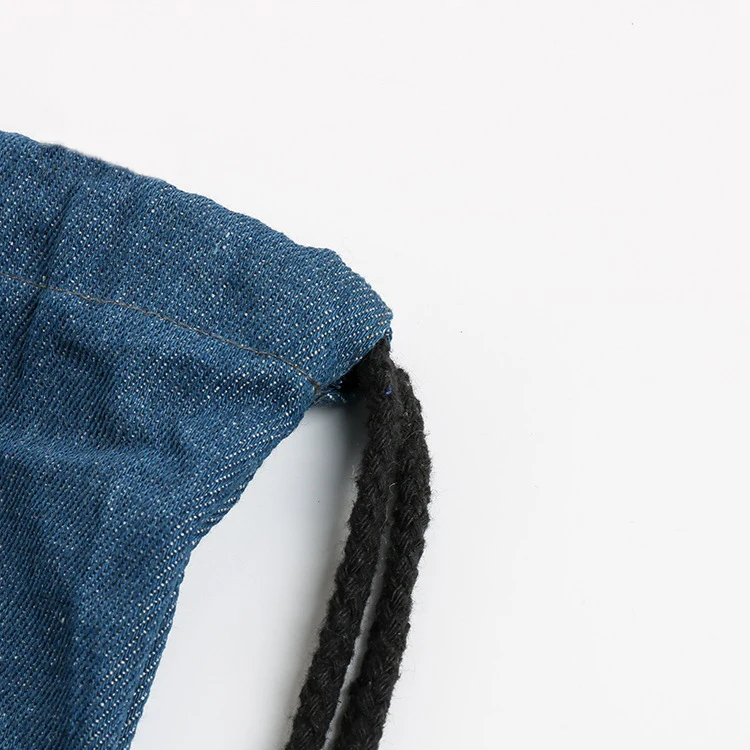 Customized size promotion retail wholesale denim jeans drawstring backpack bag