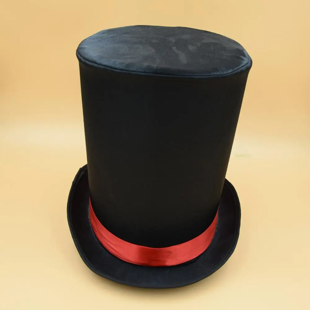 MH-3049 Party Halloween Deluxe Extra Tall Victorian Coachman Silk Satin Black Magician Top Hat
