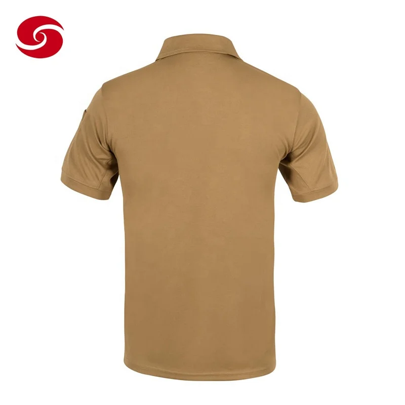 Polo Shirt 100% Polyester Custom Tactical T-shirt Men Stand Short Sleeve Casual OEM Service Woven Adults Print Autumn Plain Dyed