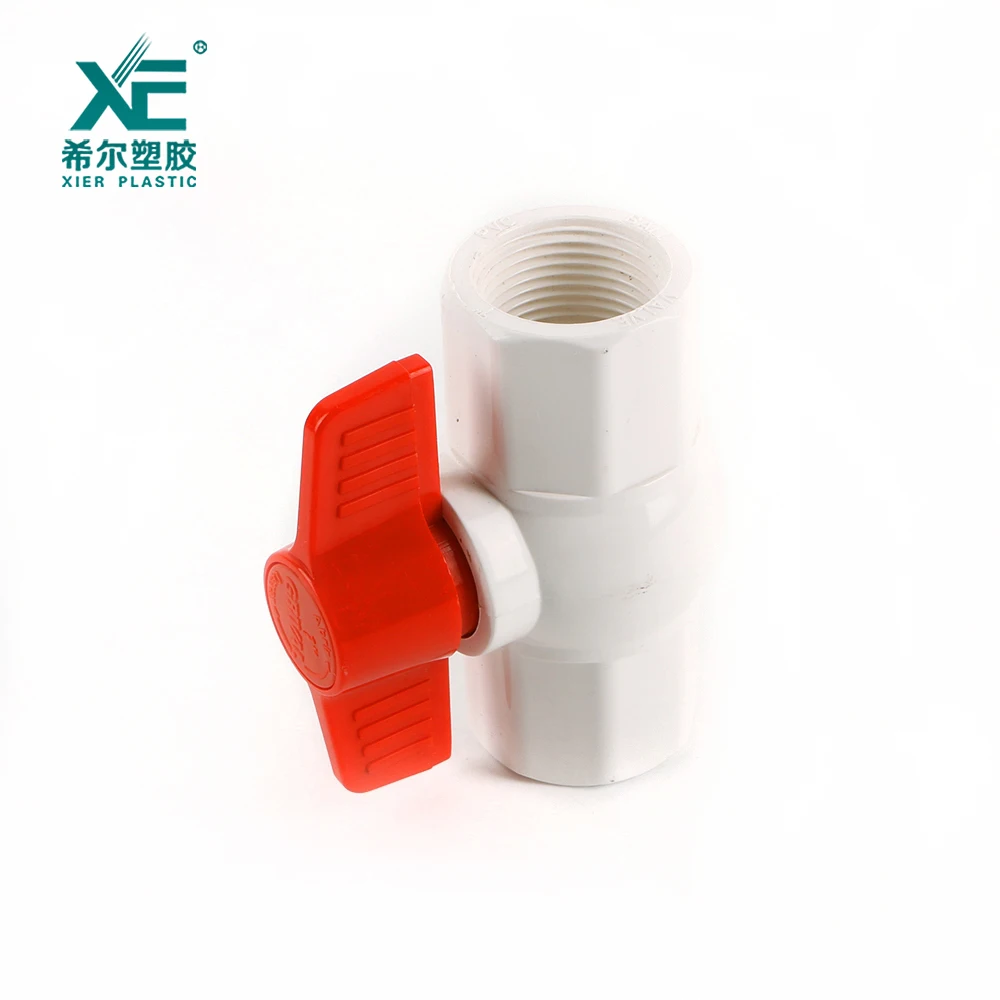 Different types of plastic red handle pvc octagonal water ball valve