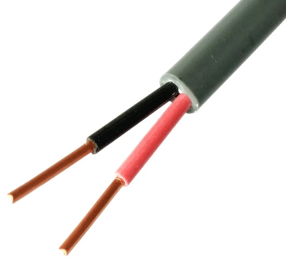 2x1.5MM 300/500V Bare Solid Copper/CCA Non flexible Flat Building Electric Cable PVC Insulation Sheath Cable Wire