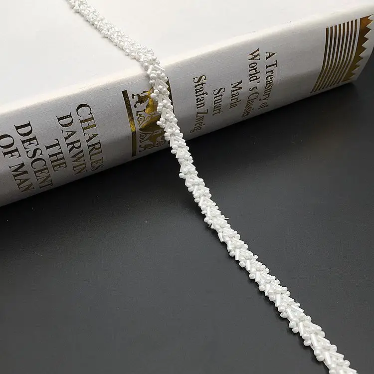 Wedding Dress Collar Sleeve African Lace Fabric Applique Beaded Lace Trim