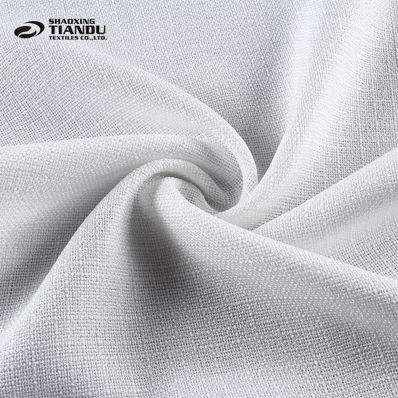 Бесплатная образец тканые белые ткани льняной лавсан полиэстер ткань Спецификация для одежды
