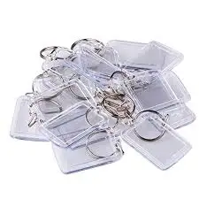 Transparent Insert Photo Picture Frame plastic blank acrylic Key Ring Chain