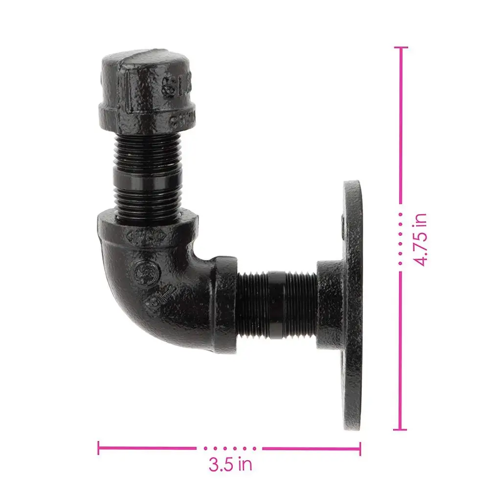 
Rustic and Chic Industrial Wall Mounted Iron Pipe Heavy Duty DIY Style Robe And Towel Coat Single Hook Kit 