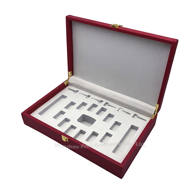 High quality wooden covered pu leather gift box cosmetic set packaging box  perfume essential oil bottle boxes