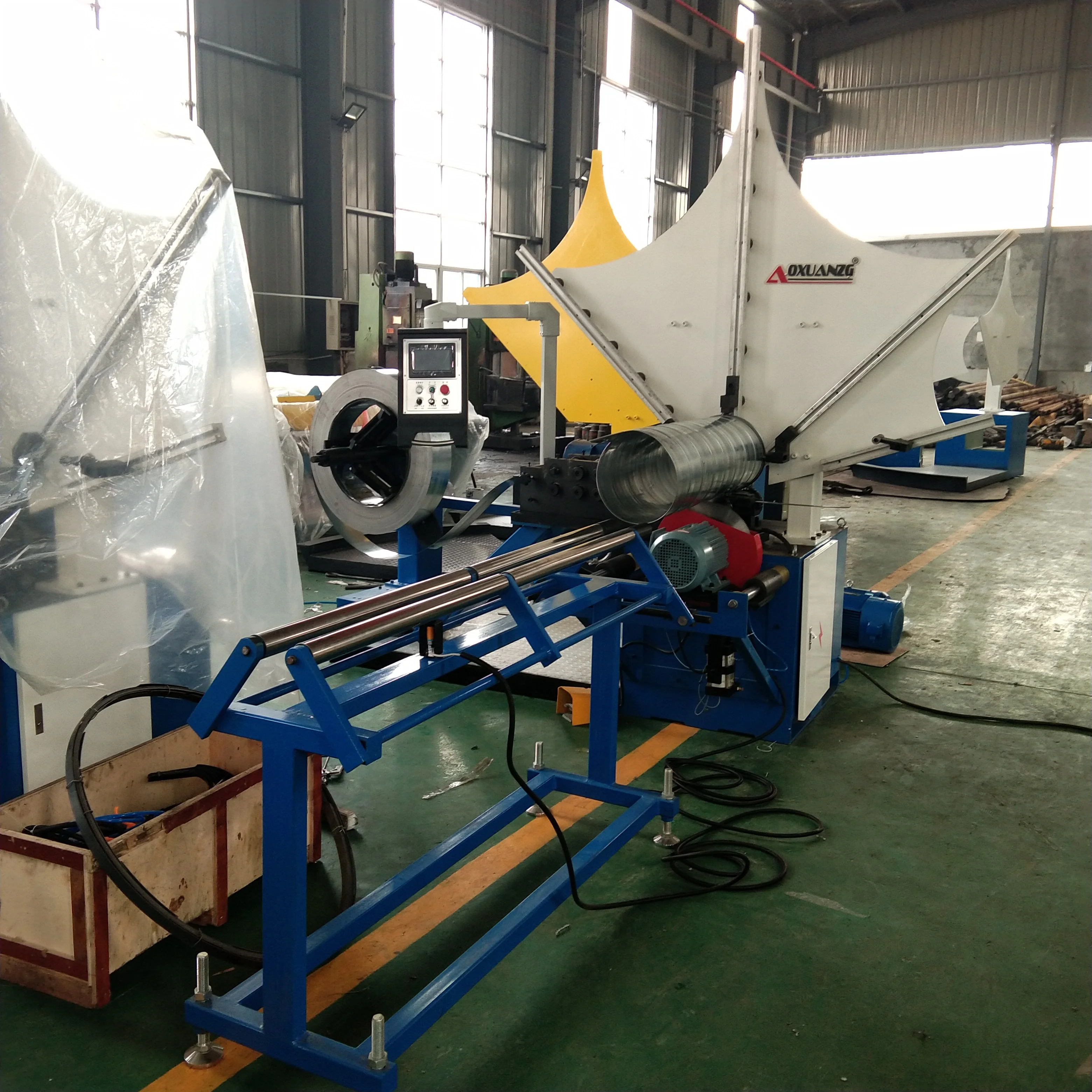 Full automatic Mild steel stainless steel spiral air duct oval machine price spiral duct forming machine