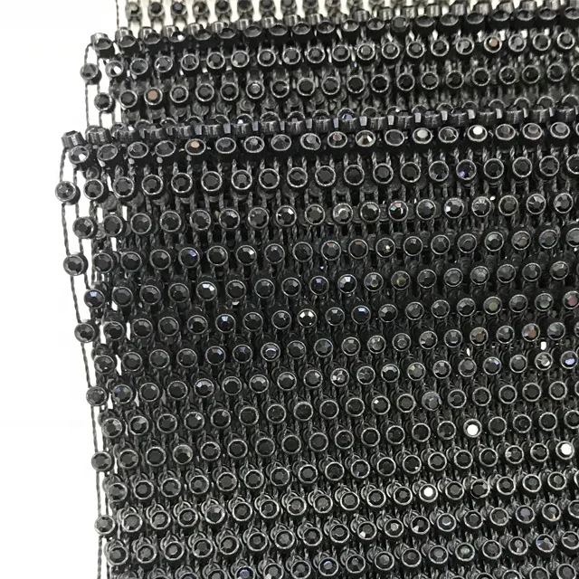 S069 plastic crystal trimming rhinestone plastic trimming rhinestone mesh fabric for dress