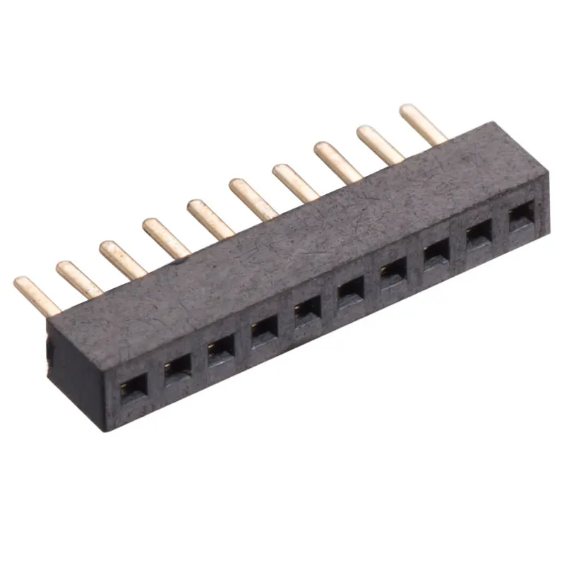 Denentech 1.27mm Pitch 10 Pin Female Header H3.40mm Right Angle DIP U Type for PCB