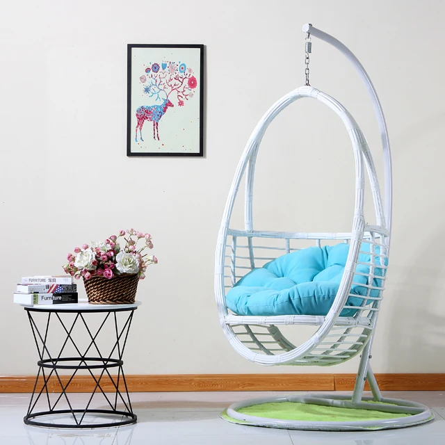 Best selling PE rattan wicker single hanging chair in garden balcony