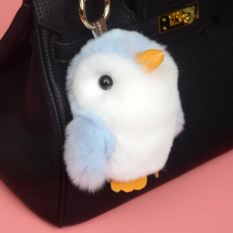 Top Quality Rex Rabbit Fur Penguin Keychain For Bag Pendant Keychain