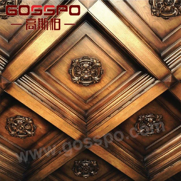 
luxury French designs solid teak wood veneer ceiling panels craved wood ceiling panels 