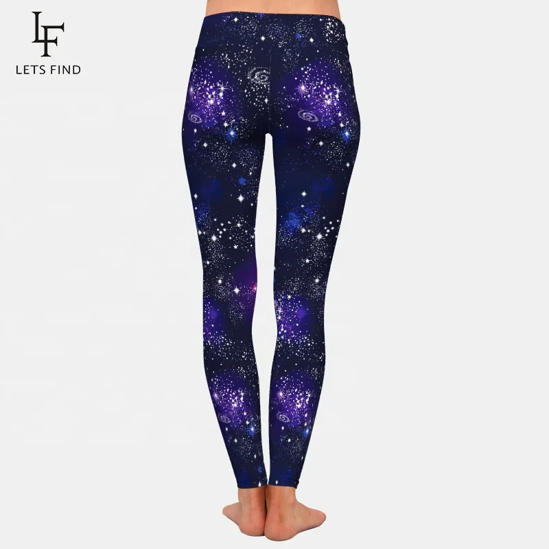92% polyester 8% spandex high waist women full length yoga pants scale custom space galaxy printed soft fabric leggings