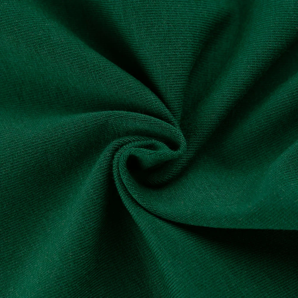 
4 ways stretch eco plain dyed Green Series solid color 95 cotton 5 spandex single jersey knit fabric 