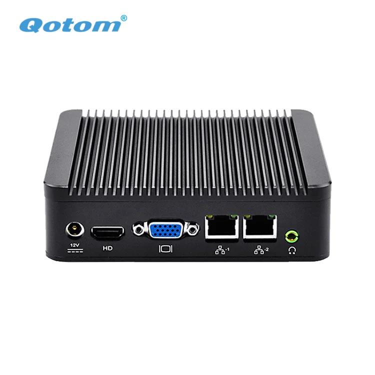 12V Dual RJ45 Fanless Mini Computer in China Linux Ubuntu J1900 Quad Core 2.42G Dual Display