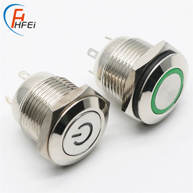 waterproof light  car led miniature ip54  ip67 12 volt 24 volt 16mm metal push button switch