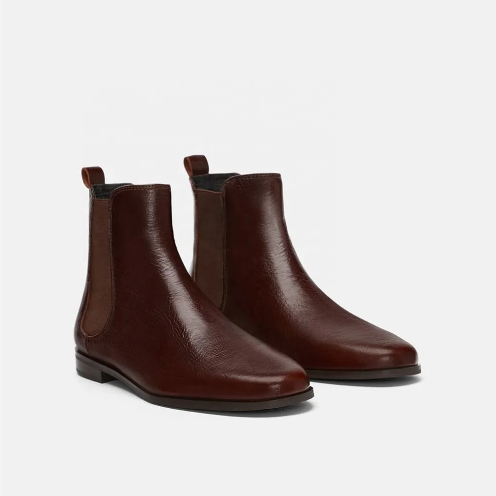 MANRINO-0298 Pull On Women Low MOQ Wholesale Fashion British Flat Ankle Boots