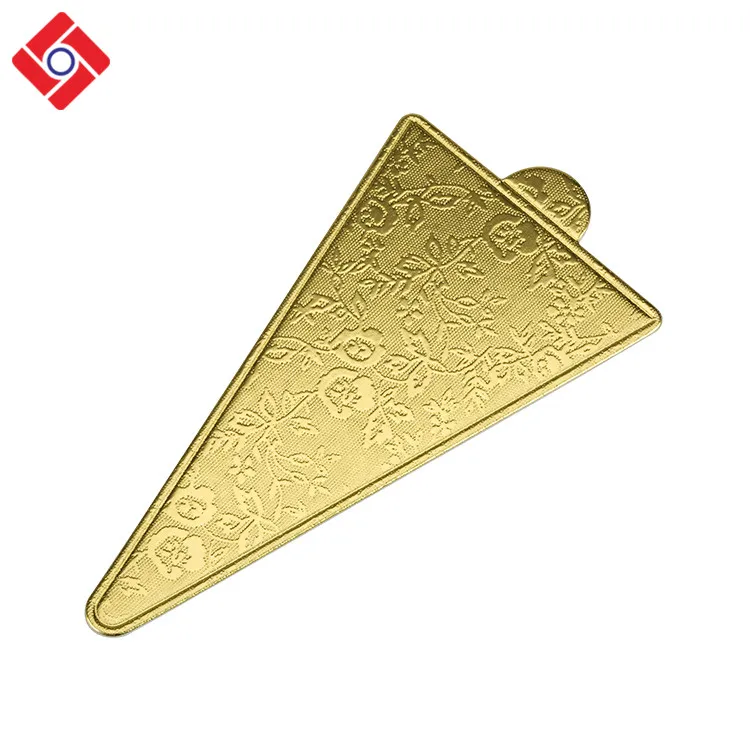 Disposable Triangle Shape Golden Decorative Mousse Cake Board, Dessert Paper Base
