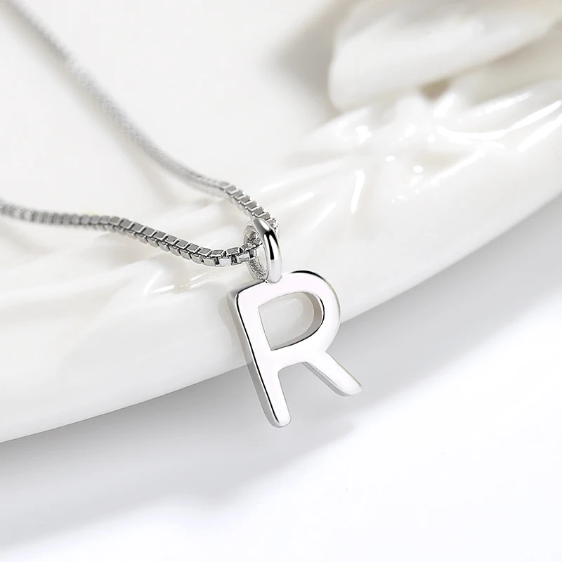 ZHILIAN Women 925 Sterling Silver Chain R Letter initial Necklace Alphabet Pendant For Women
