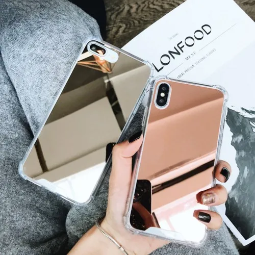 Luxury Mirror case For iphone XS Max XR Cover silicone soft TPU shockproof case for iPhone/Samsung Phone cover