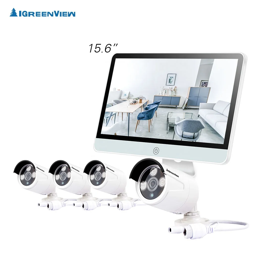 15.6inch LCD Built-in NVR 4CH channel surveillance camera kit security camera system poe nvr kit