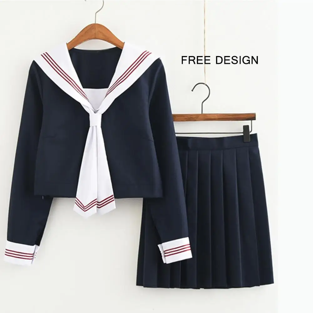 Design Your Own Making Japanese Young Girl Sexy Cosplay Costume Blue Sailor High School Uniform