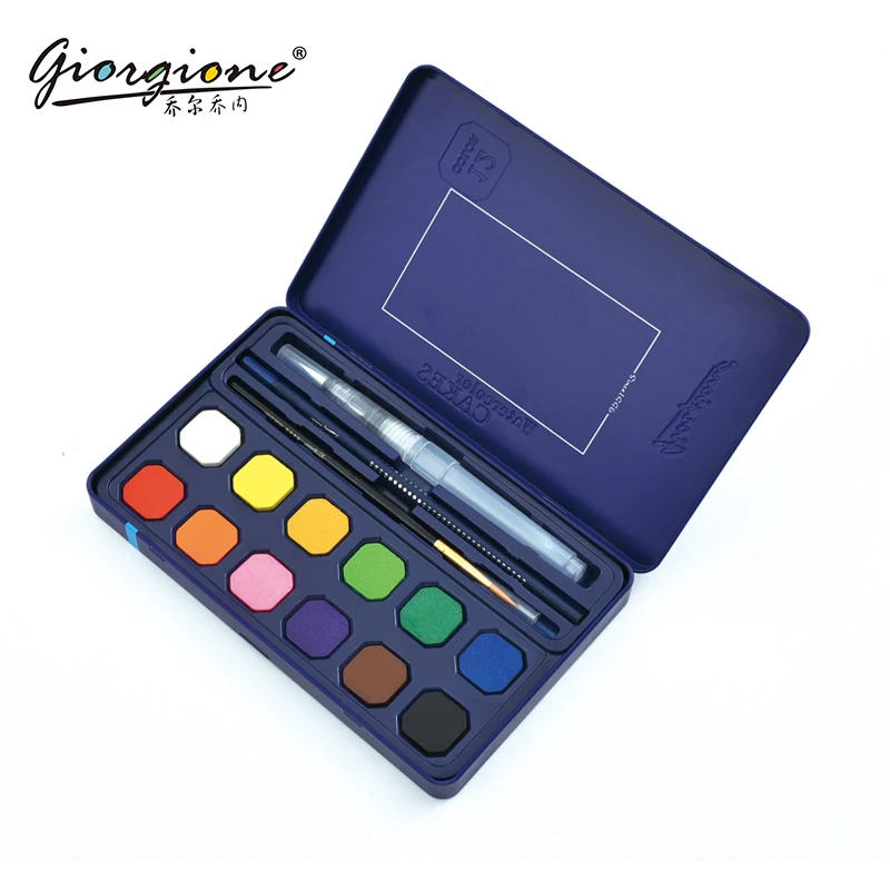 
Free Samples Giorgione G-900-12 Colors Watercolor Solid Water Color Paint Set With Tin Box and Free Gifts 