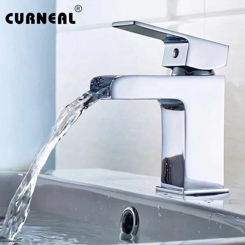 
Deck Mounted Single Hole Bathroom Wash Waterfall Basin Faucet 