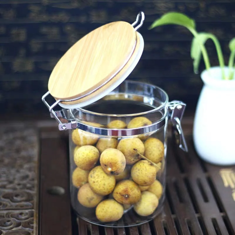 Vintage borosilicate glass clear spice jar with clamp locking lid