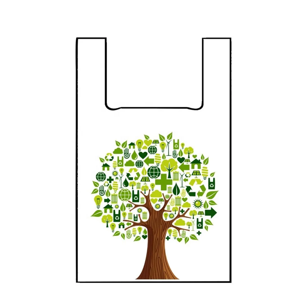 BPI Сертифицированный Compostable кукурузный крахмал пластиковая футболка упаковочная сумка