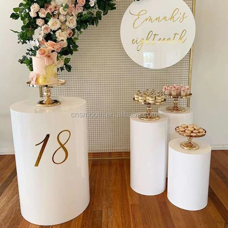 White Metal Round Display Plinth Wedding Pedestal Columns