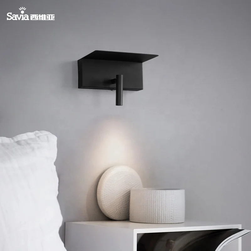 Savia modern USB book reading LED wall lamp surface mounted light headboard bedside bed adjustable for hotel bedroom