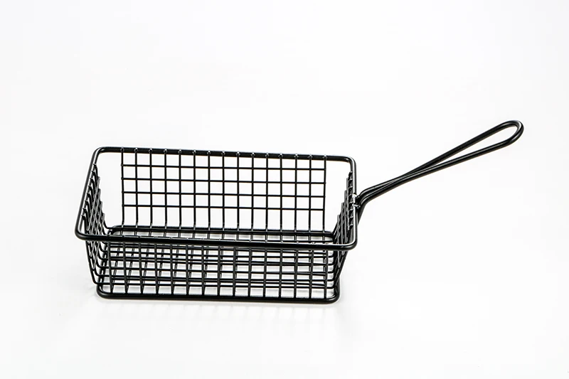 Professional restaurant fryer basket hot selling deep stainless steel basket strainer with handle