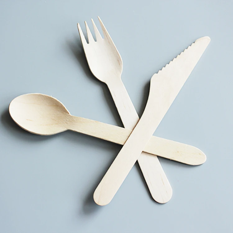 Wholesale Biodegradable Disposable Wooden Spoon Fork Knife