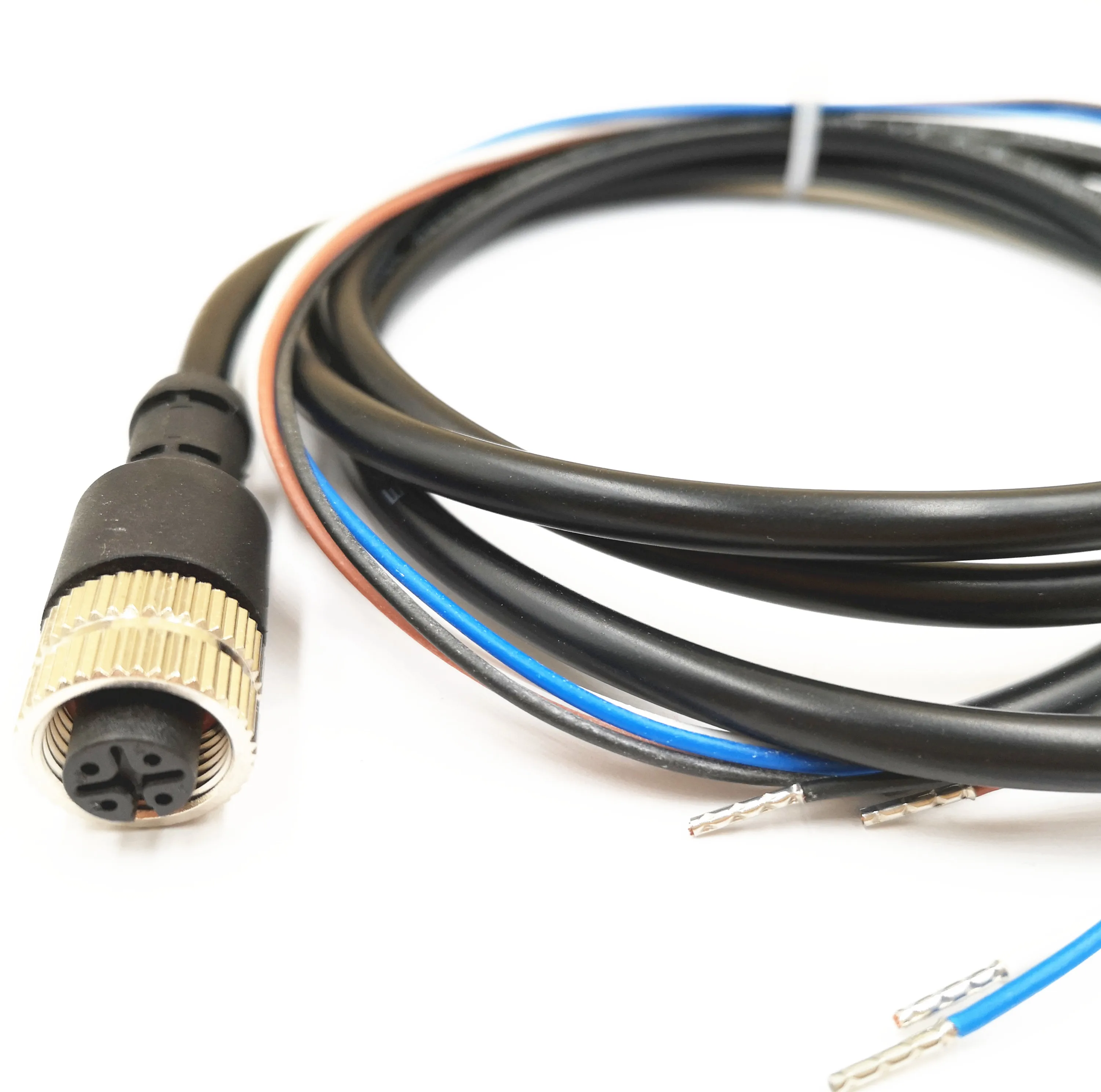 Waterproof m12 4pin cable connector with 2m PVC cable