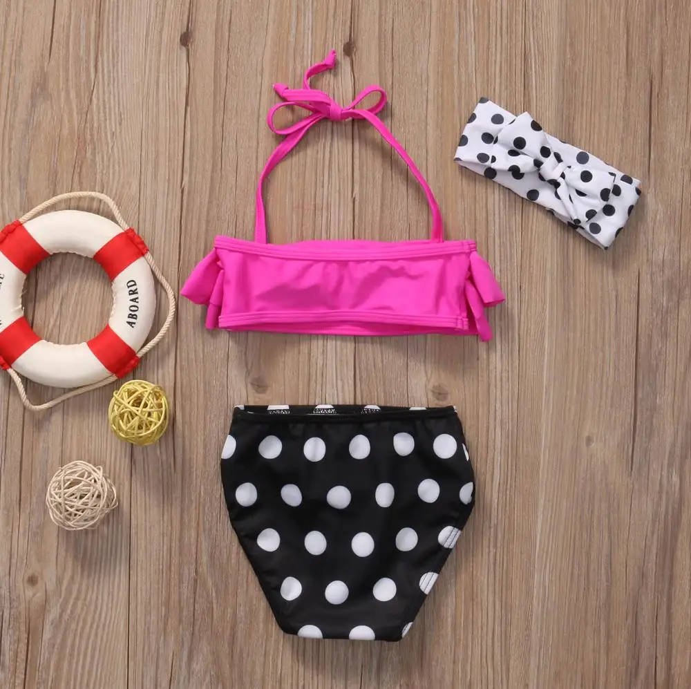 
3pcs Kids Girl Swimming Bathing Suit Bikini Costume Swimwear Swimsuit Beach Clothes 