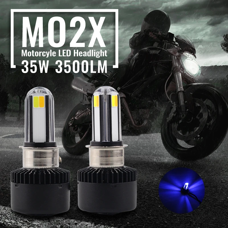 RTD M02X Dual Colors Motorcycle H4 HS1 BA20D S2 P15D H6 LED Headlight 3500LM 35W 6500K 3000K AC/DC 12V White Yellow Universal
