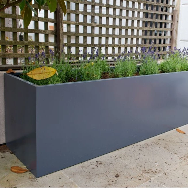 Большой горшок с порошковым покрытием на заказ, длинный горшок для цветов, прямоугольная коробка для растений