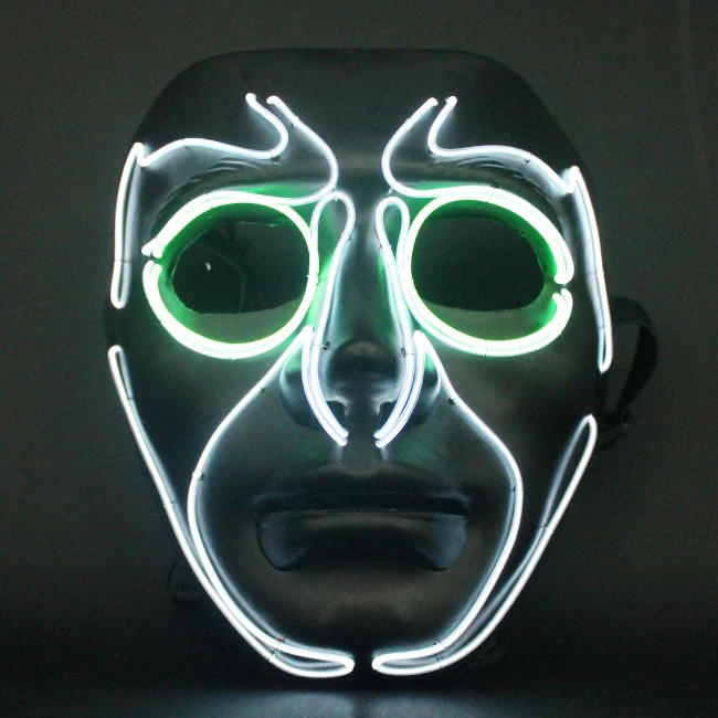 Halloween Costume Scary Rave Led Mask Light up Mask Festival Party Masquerade Plastic White Red Led Face Mask 1 Color RGB 100pcs