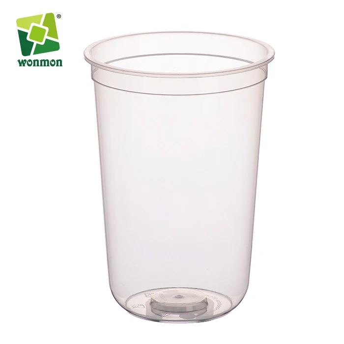 
PP PET PLA Plastic disposable Cup with flat Lid and Dome Lid for bubble tea 