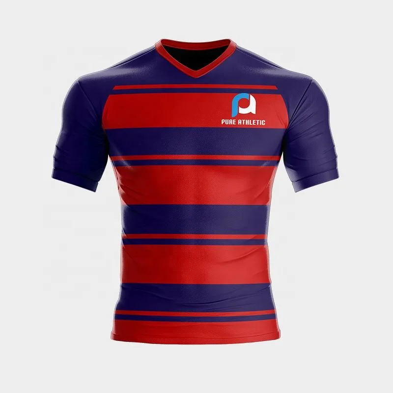 wholesale European customized football uniforms top quality hot selling striped soccer wear shirt