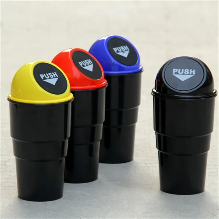 
mini car plastic trash bin with lid the garbage can for the car Plastic Garbage box for car 