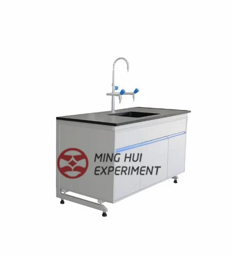 
Steel and wood sink table 