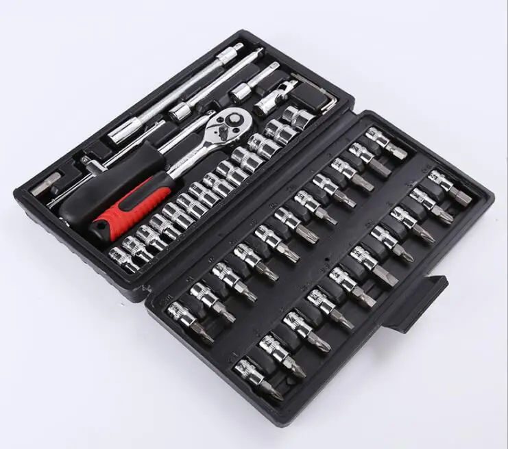 46 in 1 ratchet wrench sleeve repair tools set auto hand tools household tool set