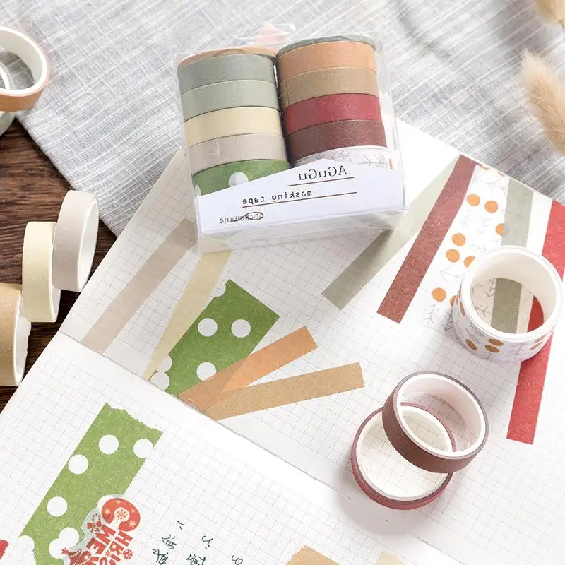 10pcs/set or 7pcs/set Cute Basic color Washi Tape Scrapbook DIY Masking Tape School Stationery Store  supplies