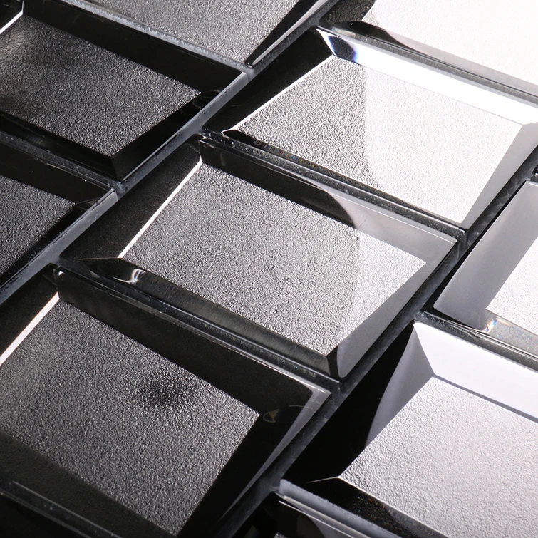 3D beveled edge antique glass mosaic tiles for wall decoration