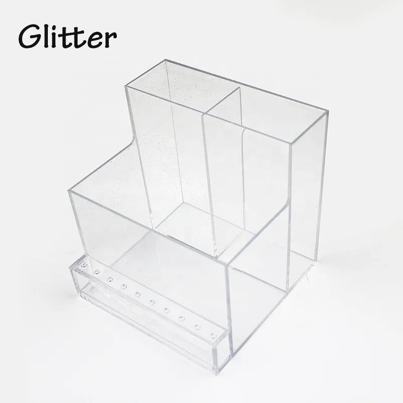 Plastic Nail Supplies Storage Box Rectangle Nail Brushes Case