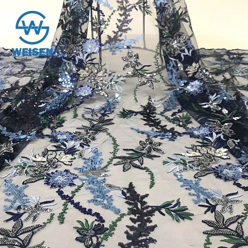 Embroidery Flower Net Embroidered Dance Wear Wholesale 2019 Sequin Lace Fabric
