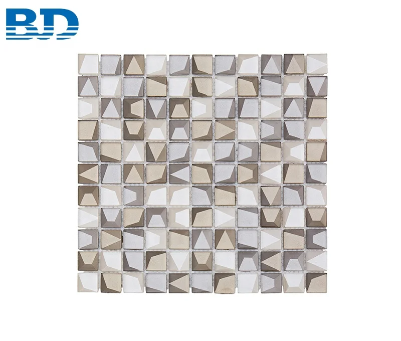 25x25 Square Chip 3D Bathroom Mosaic Glass Tile